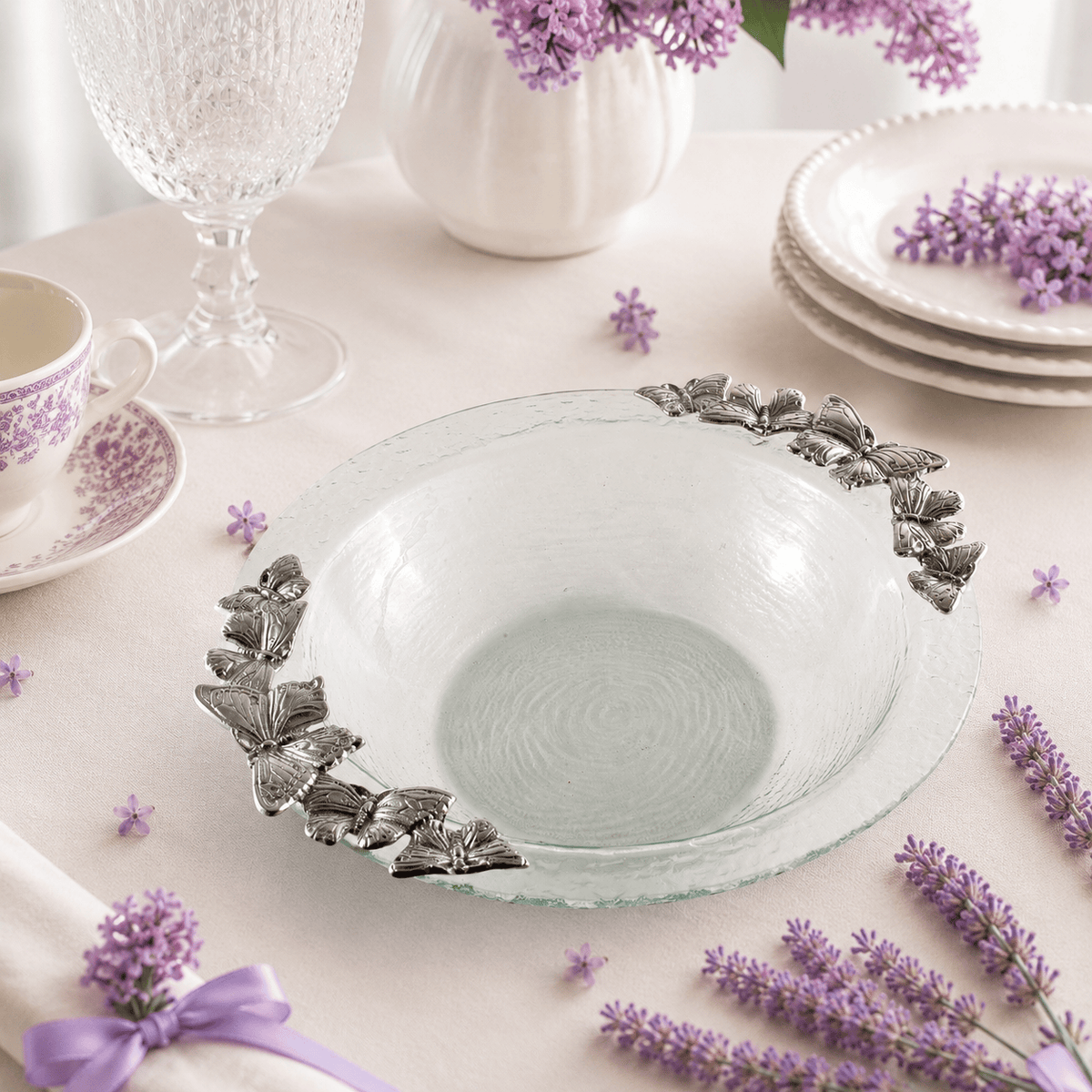 Arthur Court Butterfly Butterfly Glass Salad Bowl