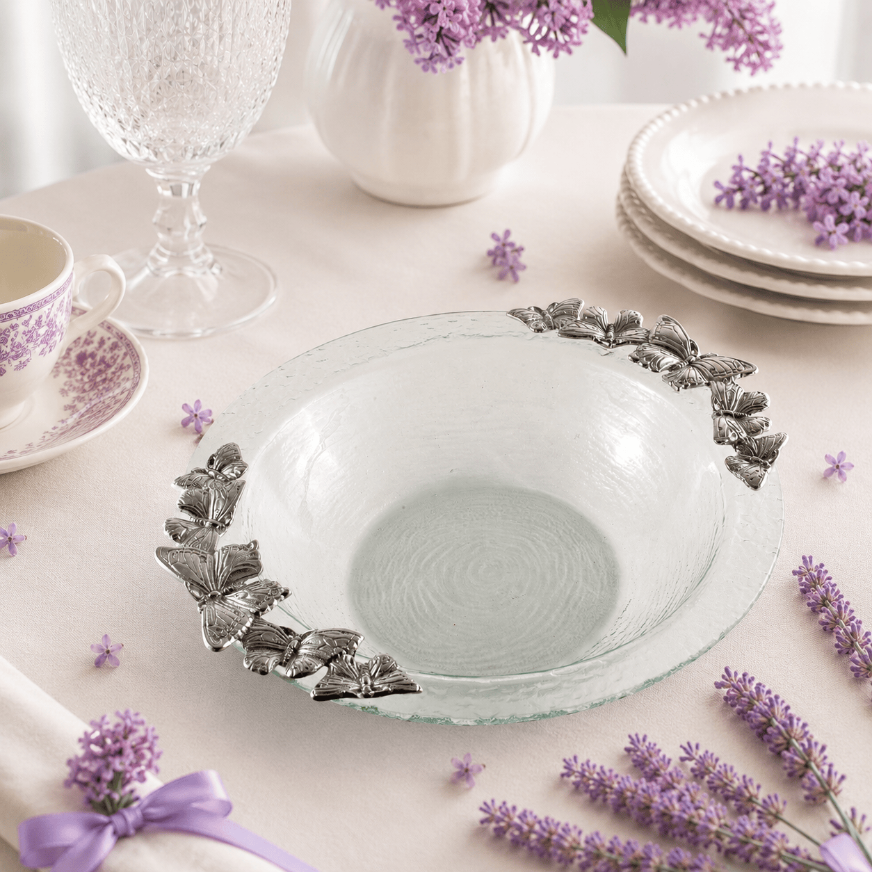 Arthur Court Butterfly Butterfly Glass Salad Bowl