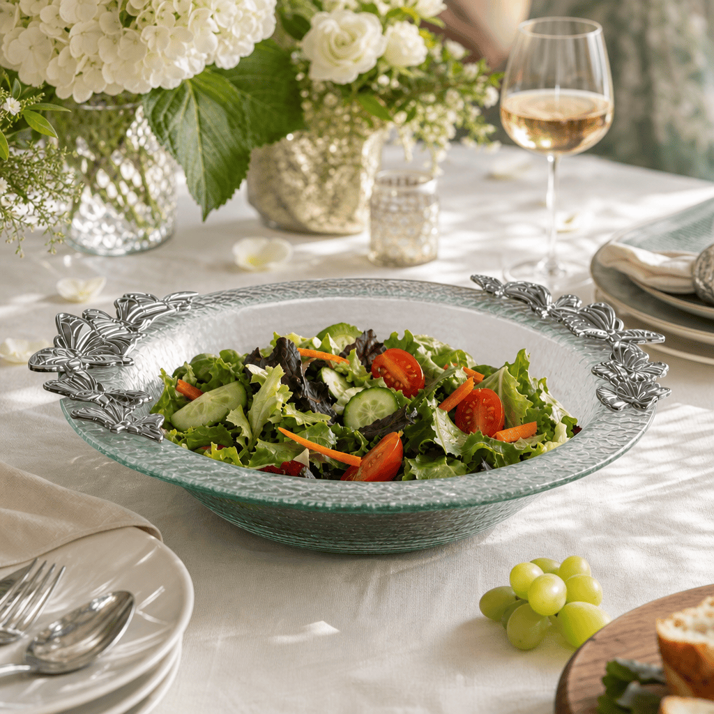 Arthur Court Butterfly Butterfly Glass Salad Bowl