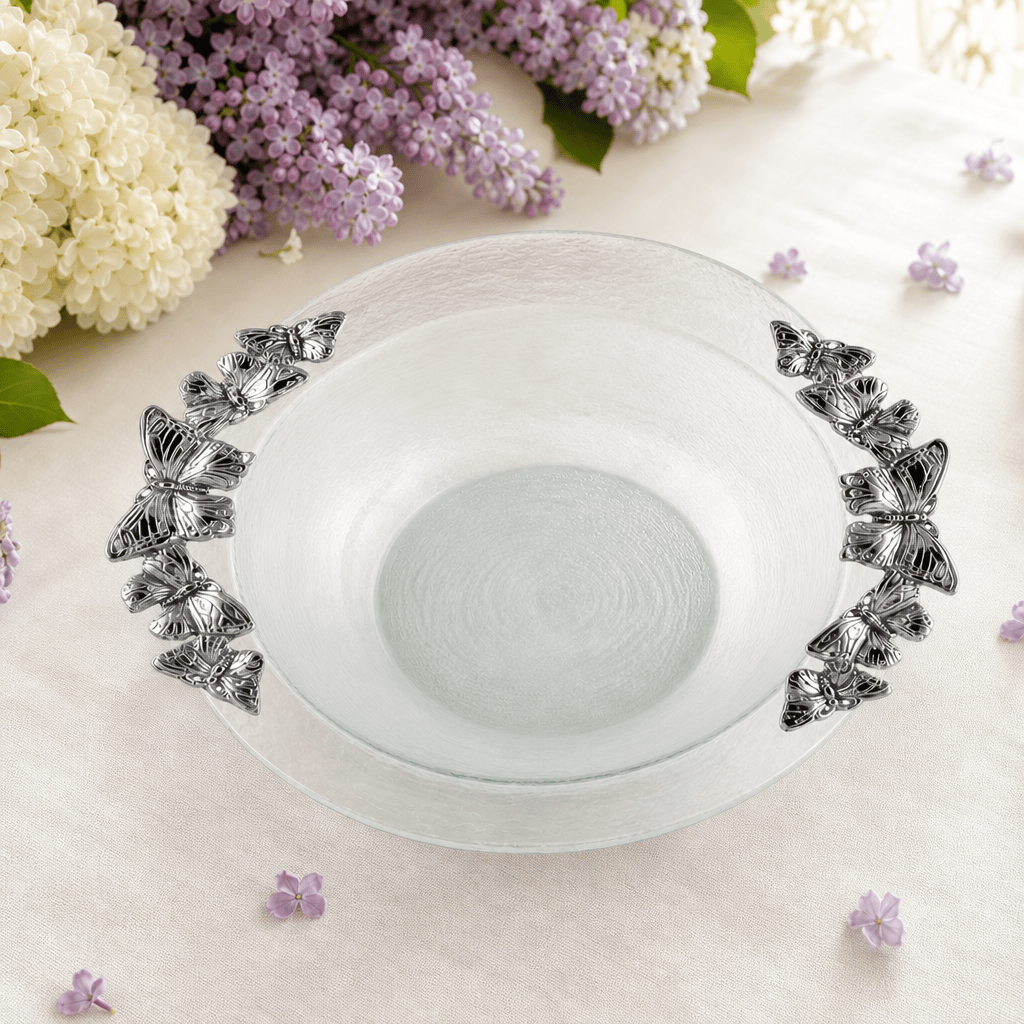Arthur Court Butterfly Butterfly Glass Salad Bowl