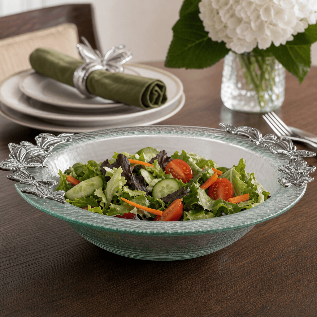 Arthur Court Butterfly Butterfly Glass Salad Bowl