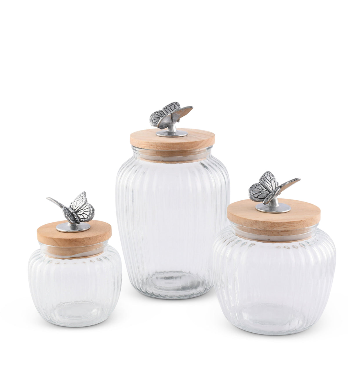Arthur Court Butterfly Butterfly Knob Glass Canisters