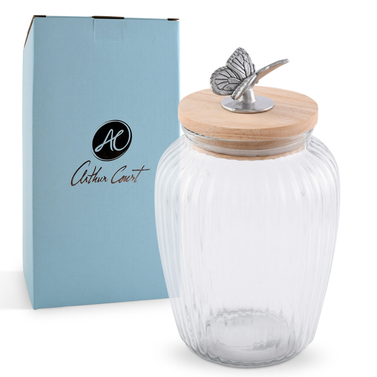 Arthur Court Butterfly Butterfly Knob Glass Canisters
