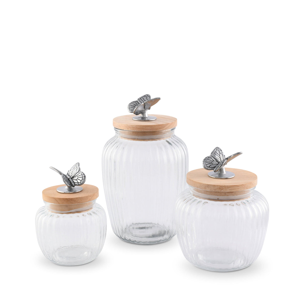 Arthur Court Butterfly Butterfly Knob Glass Canisters