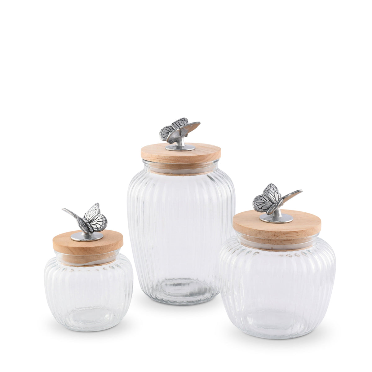 Arthur Court Butterfly Butterfly Knob Glass Canisters
