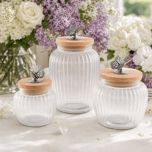 Arthur Court Butterfly Butterfly Knob Glass Canisters