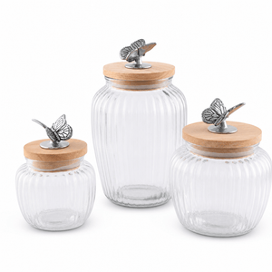 Arthur Court Butterfly Butterfly Knob Glass Canisters