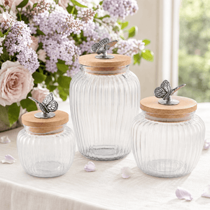 Arthur Court Butterfly Butterfly Knob Glass Canisters