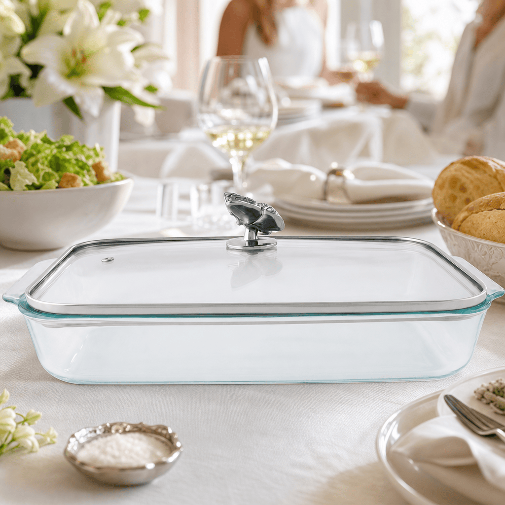 Arthur Court Butterfly Butterfly Lid with Pyrex 3 quart Baking Dish