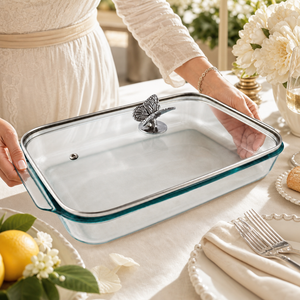 Arthur Court Butterfly Butterfly Lid with Pyrex 3 quart Baking Dish