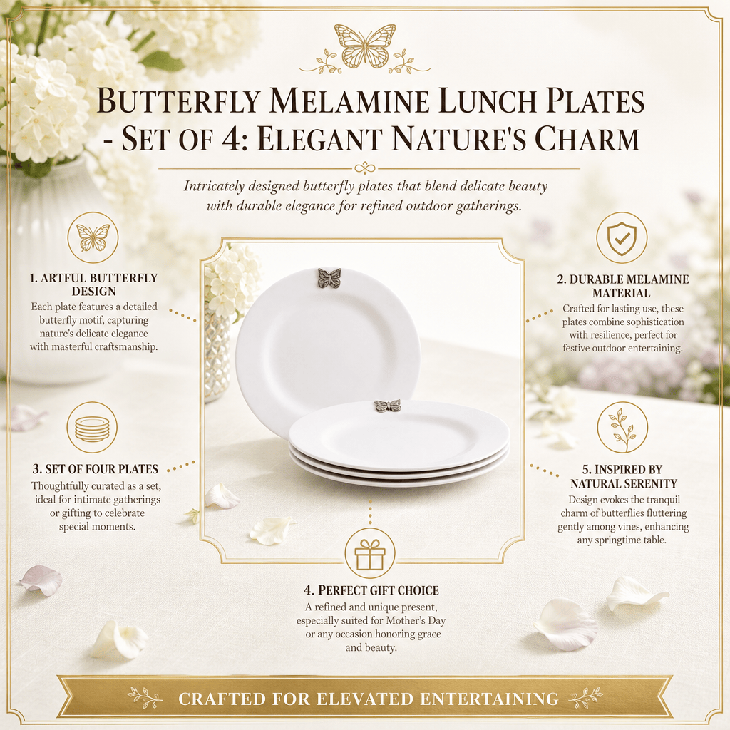 Arthur Court Butterfly Butterfly Melamine Lunch Plates - Set of 4