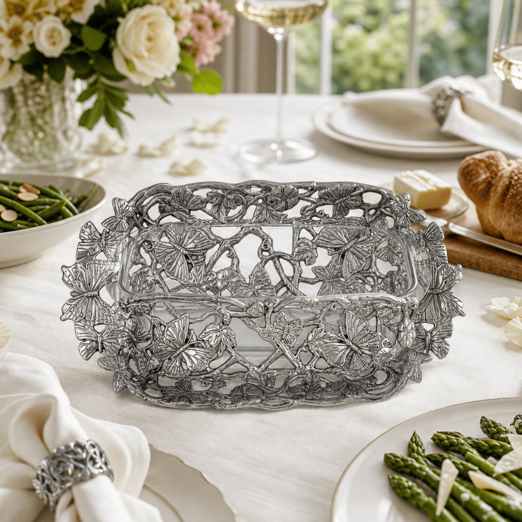 Arthur Court Butterfly Butterfly Pyrex Holder 3qt