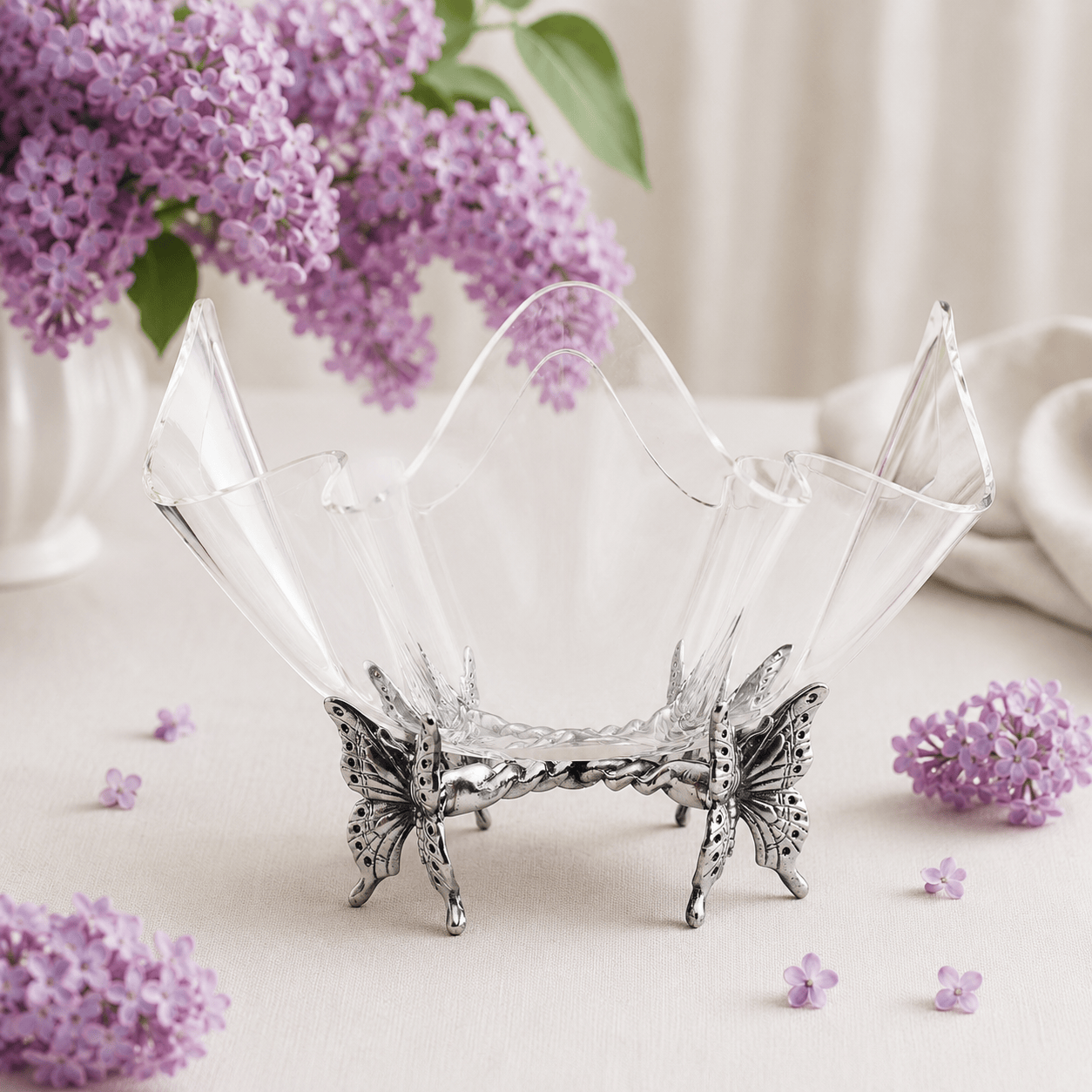 Arthur Court Butterfly Butterfly Stand Acrylic Bowl 14