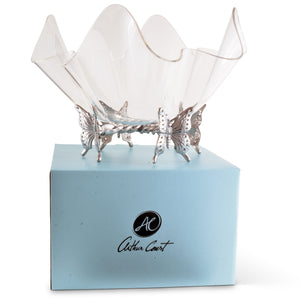 Arthur Court Butterfly Butterfly Stand Acrylic Bowl 14
