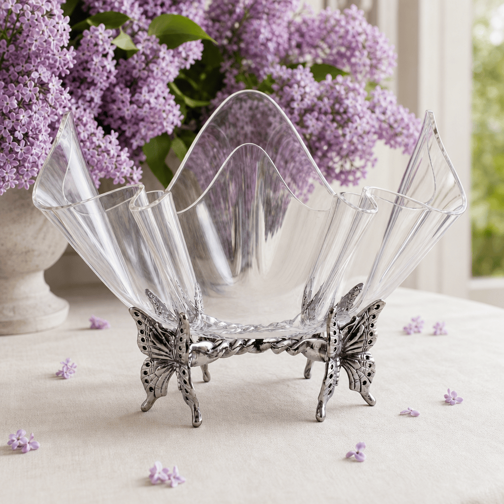 Arthur Court Butterfly Butterfly Stand Acrylic Bowl 14