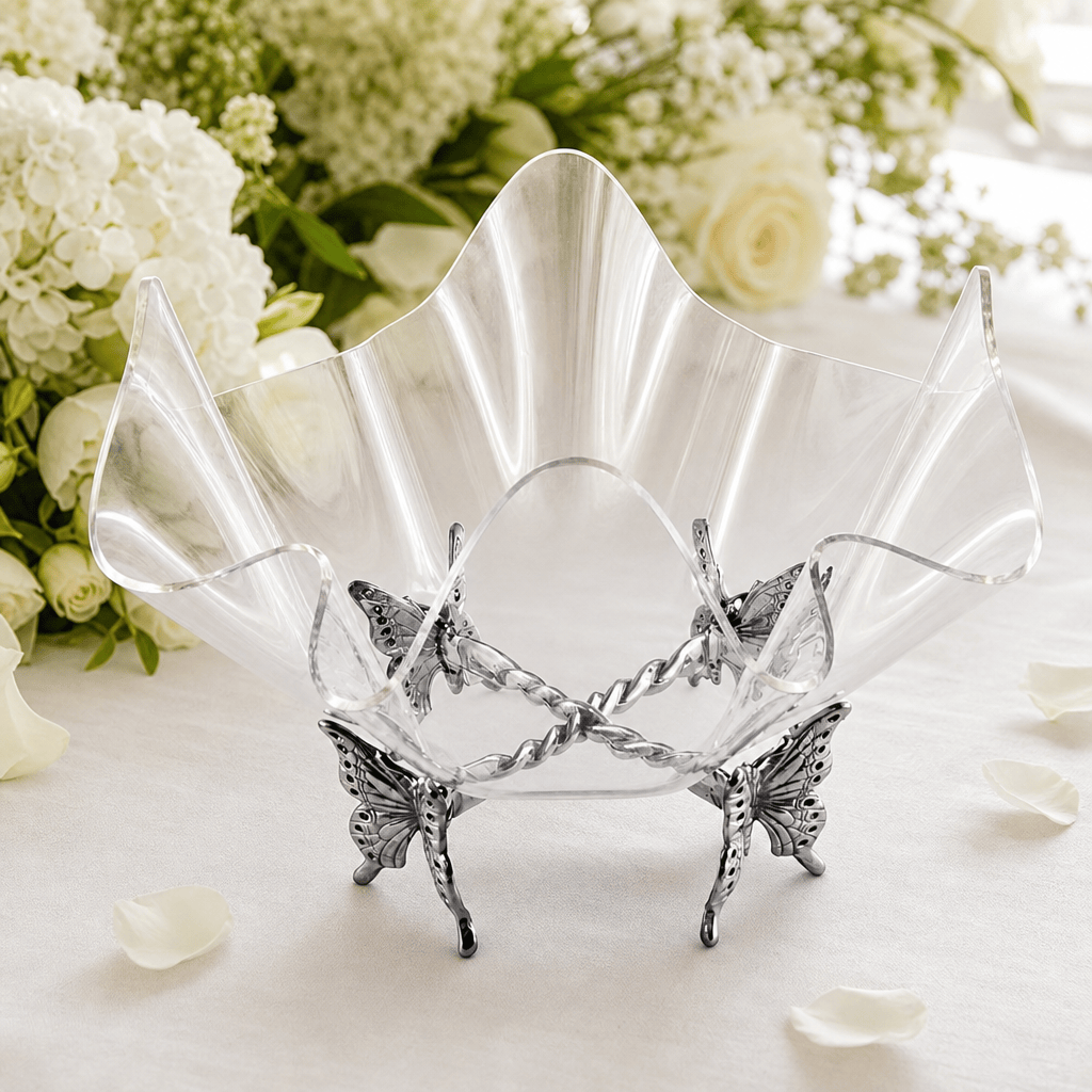 Arthur Court Butterfly Butterfly Stand Acrylic Bowl 14