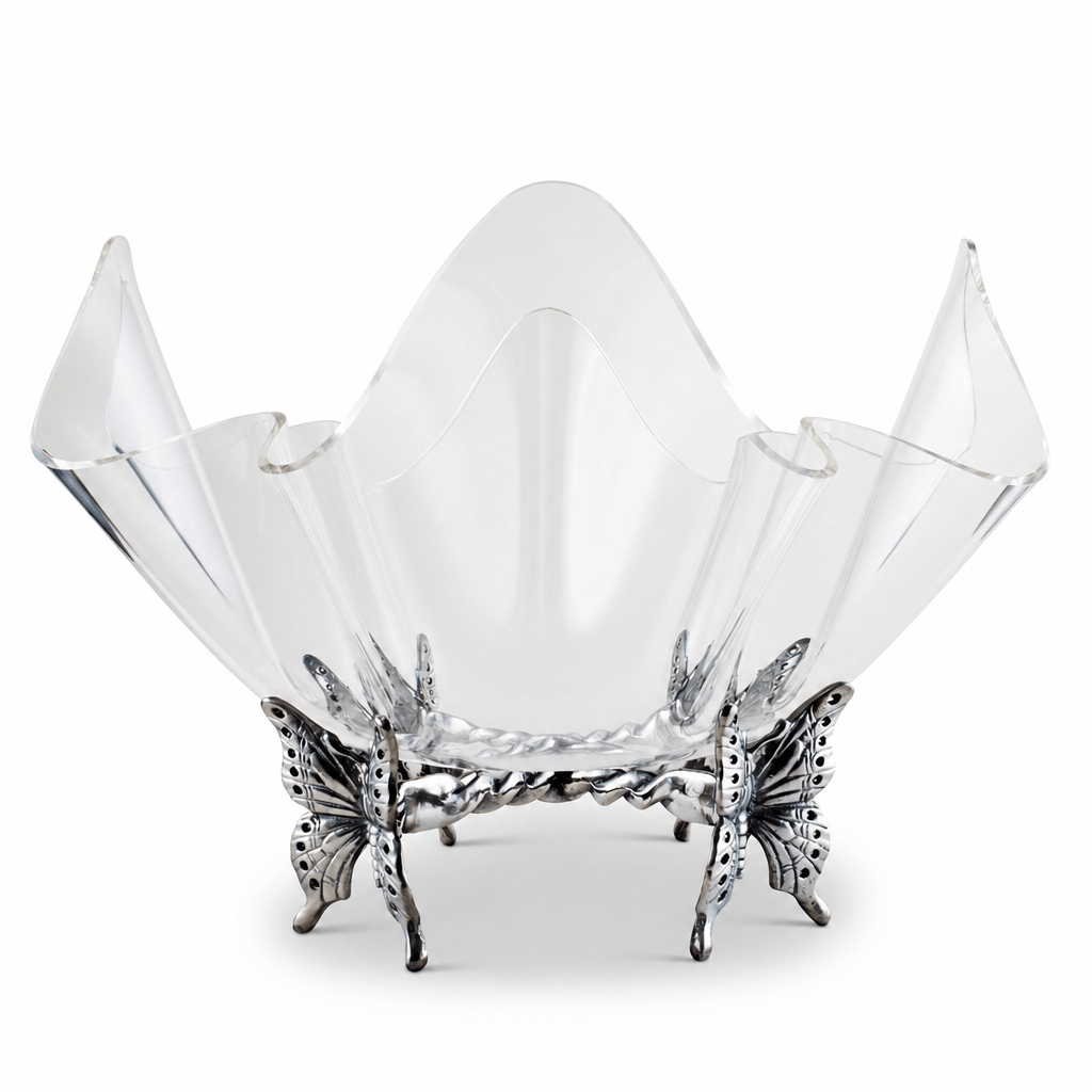 Arthur Court Butterfly Butterfly Stand Acrylic Bowl 14