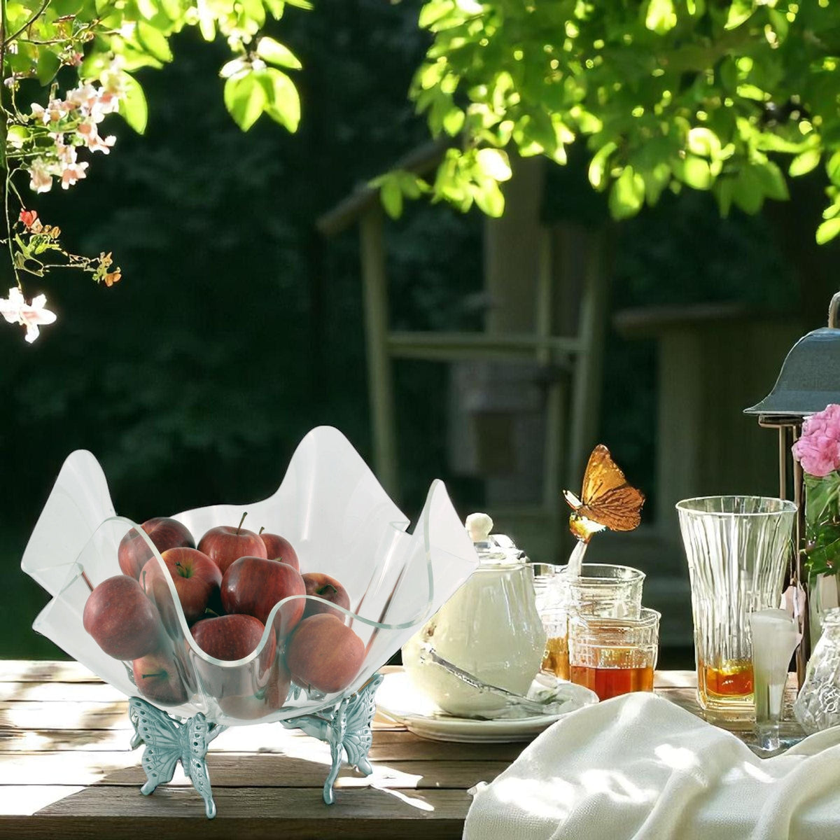 Arthur Court Butterfly Butterfly Stand Acrylic Bowl 14