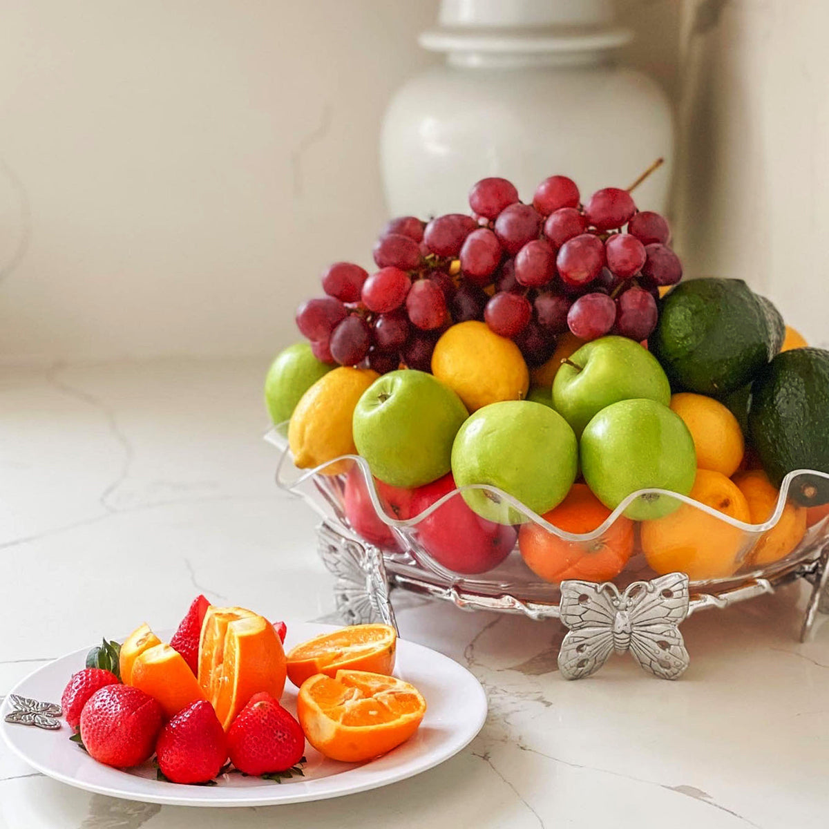 Arthur Court Butterfly Butterfly Stand Acrylic Bowl 16