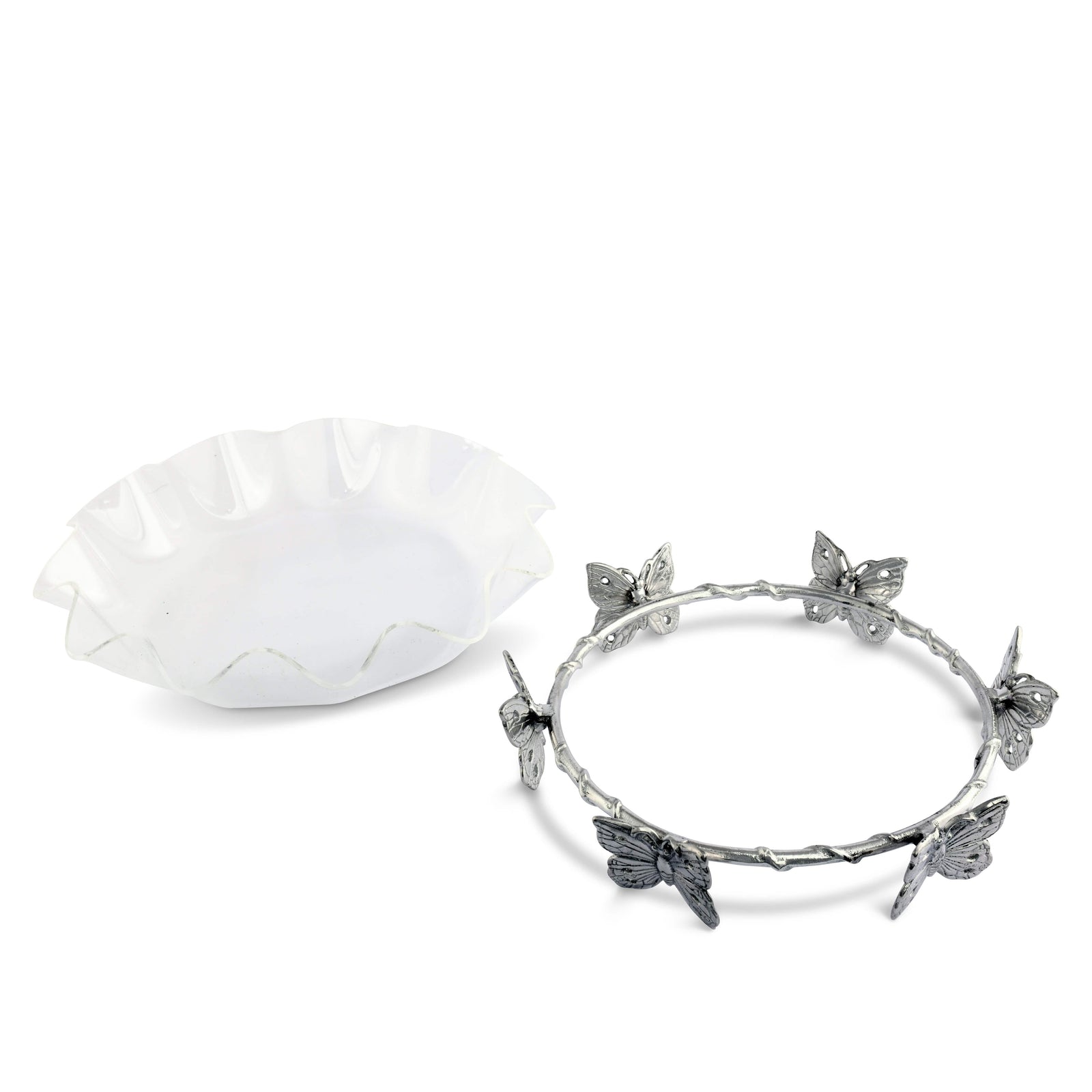 Arthur Court Butterfly Butterfly Stand Acrylic Bowl 16