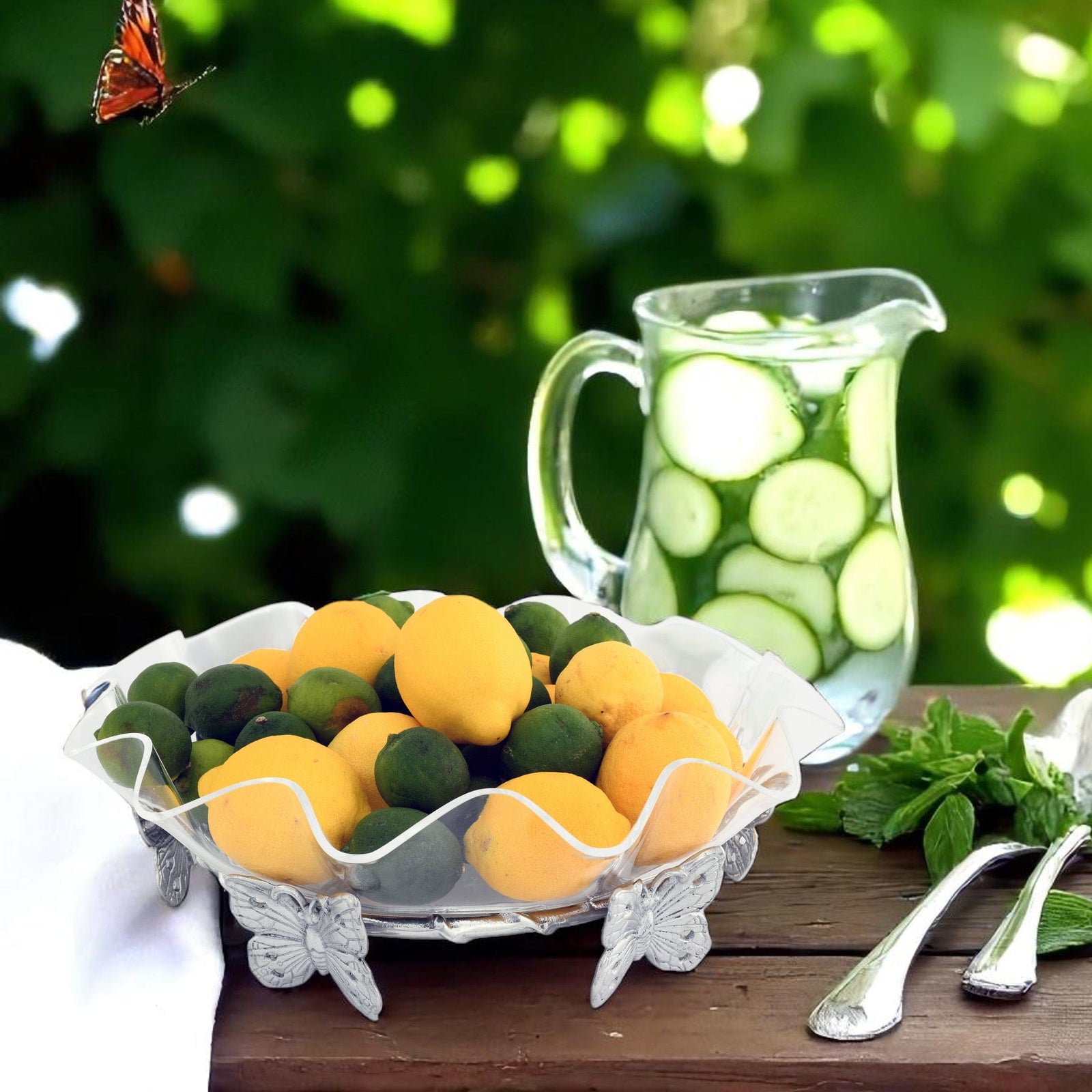 Arthur Court Butterfly Butterfly Stand Acrylic Bowl 16