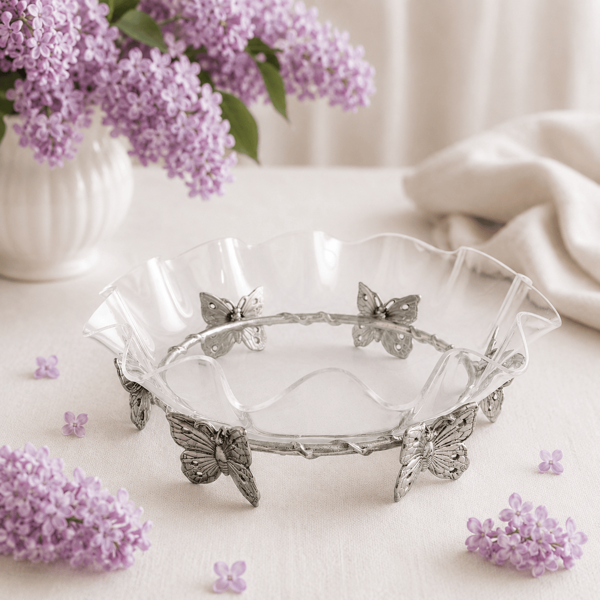 Arthur Court Butterfly Butterfly Stand Acrylic Bowl 16