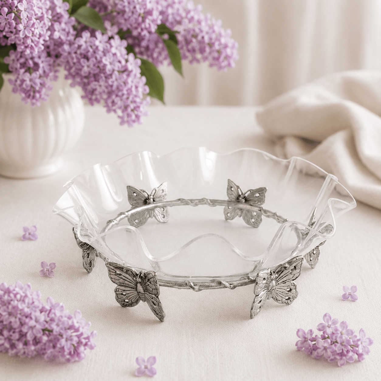 Arthur Court Butterfly Butterfly Stand Acrylic Bowl 16