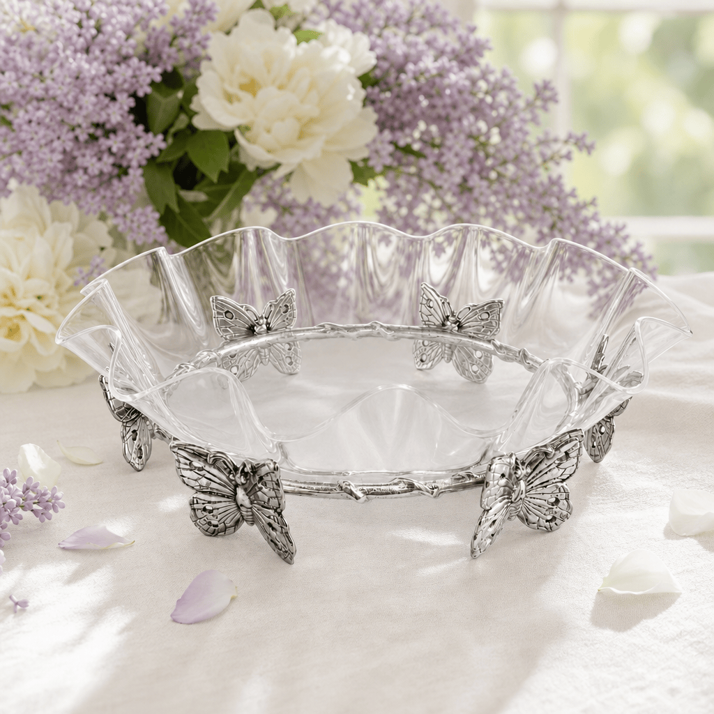Arthur Court Butterfly Butterfly Stand Acrylic Bowl 16