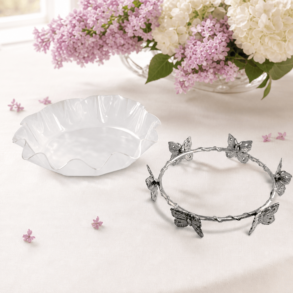 Arthur Court Butterfly Butterfly Stand Acrylic Bowl 16