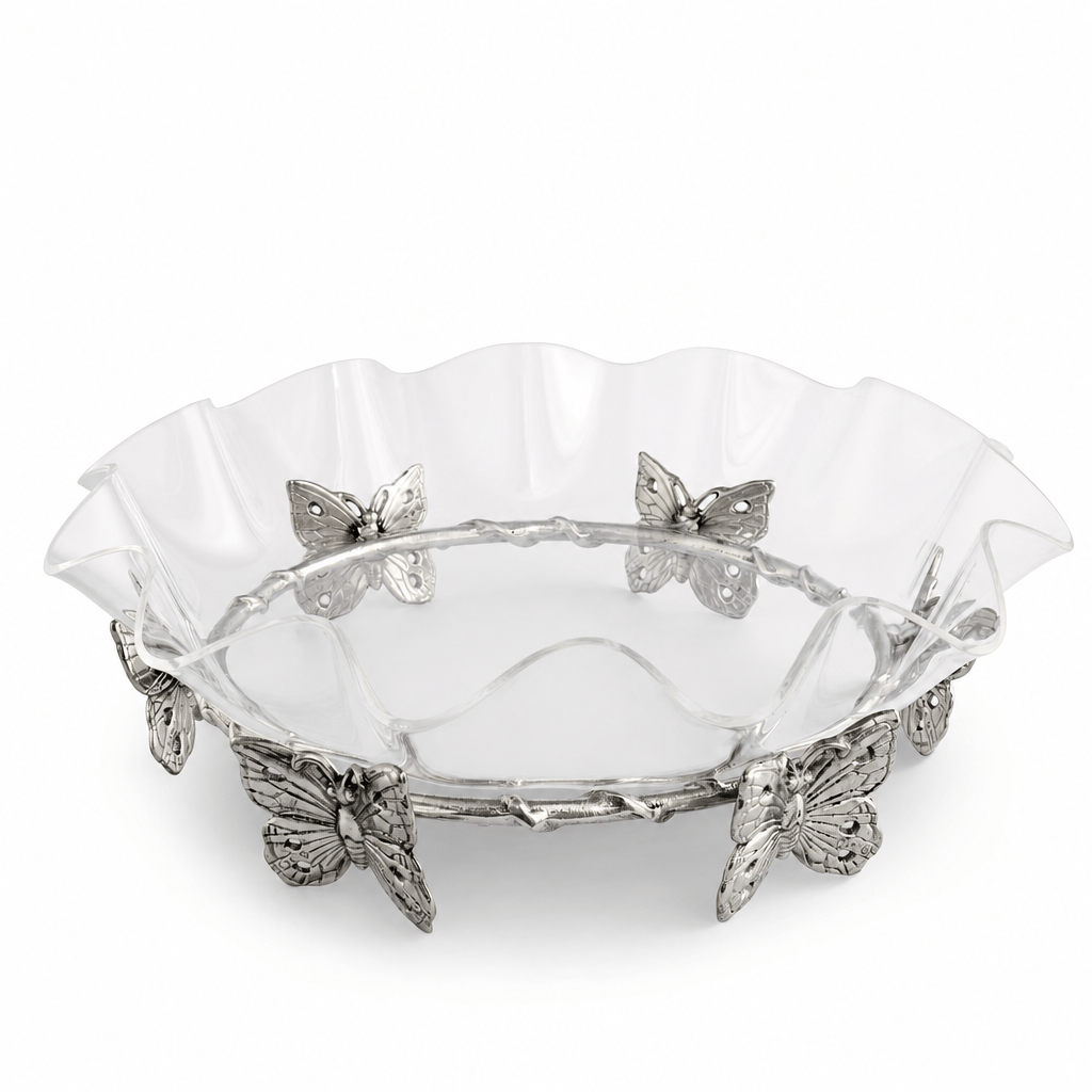 Arthur Court Butterfly Butterfly Stand Acrylic Bowl 16