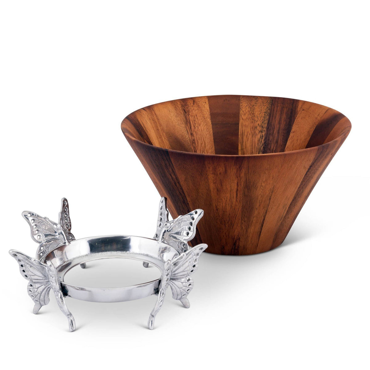 Arthur Court Butterfly Butterfly Wood Tall Salad Bowl