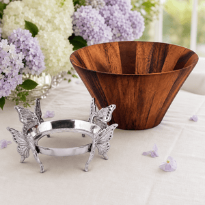 Arthur Court Butterfly Butterfly Wood Tall Salad Bowl