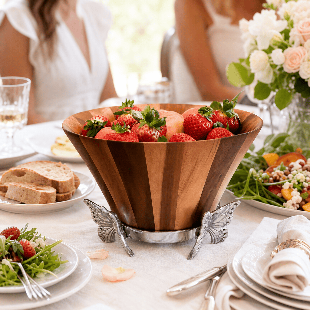 Arthur Court Butterfly Butterfly Wood Tall Salad Bowl