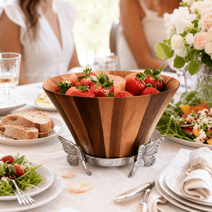 Arthur Court Butterfly Butterfly Wood Tall Salad Bowl