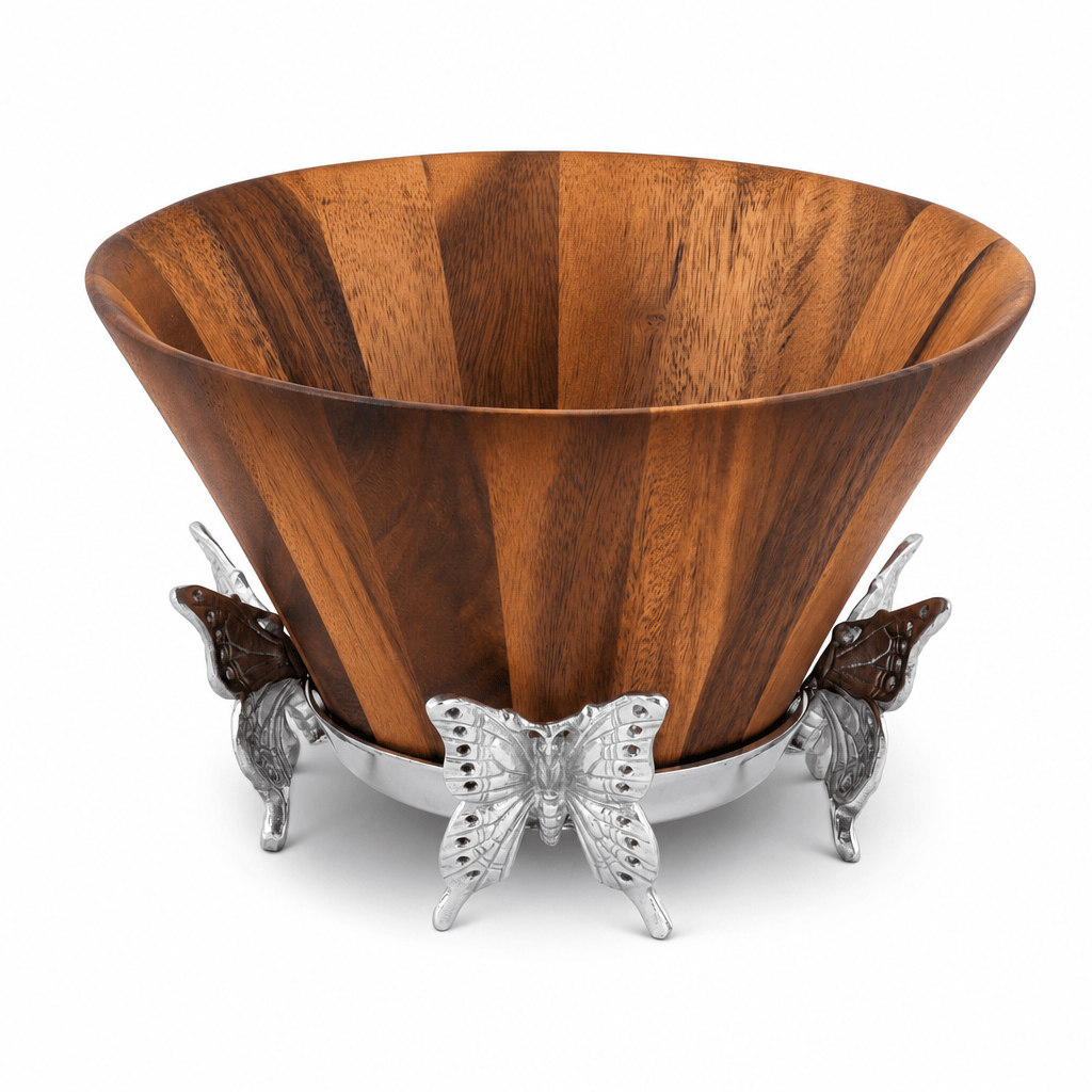 Arthur Court Butterfly Butterfly Wood Tall Salad Bowl