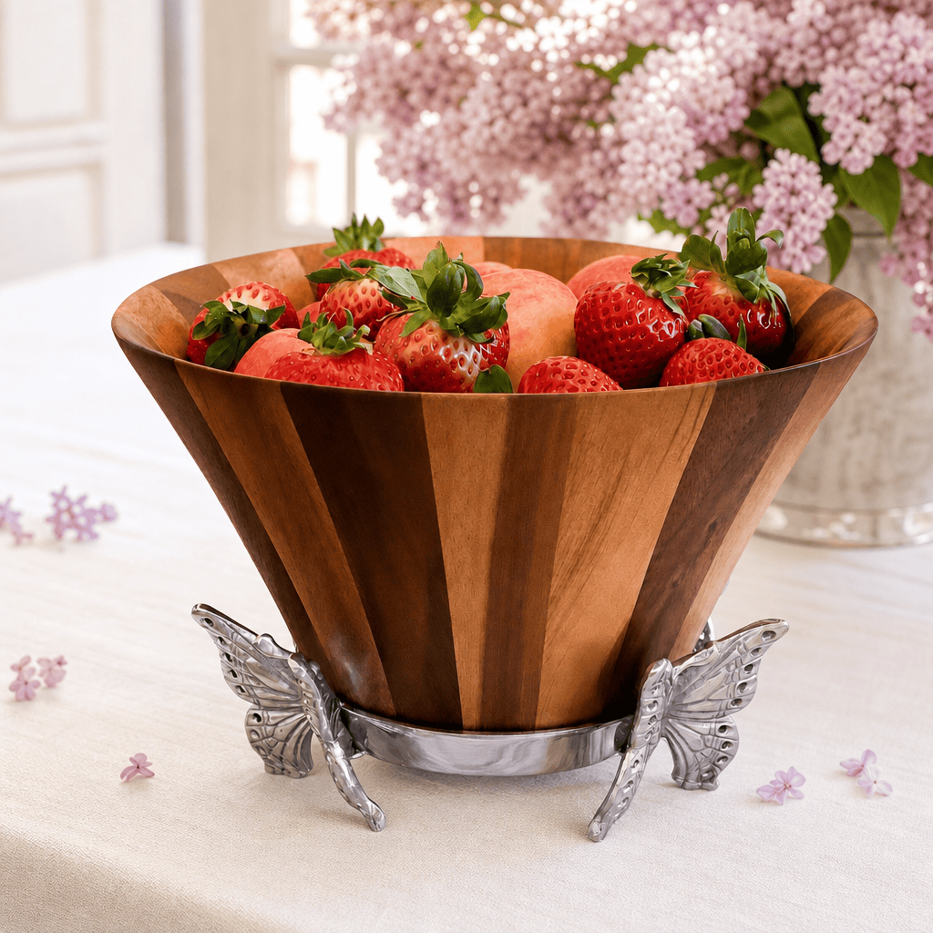 Arthur Court Butterfly Butterfly Wood Tall Salad Bowl