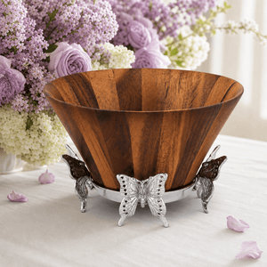 Arthur Court Butterfly Butterfly Wood Tall Salad Bowl