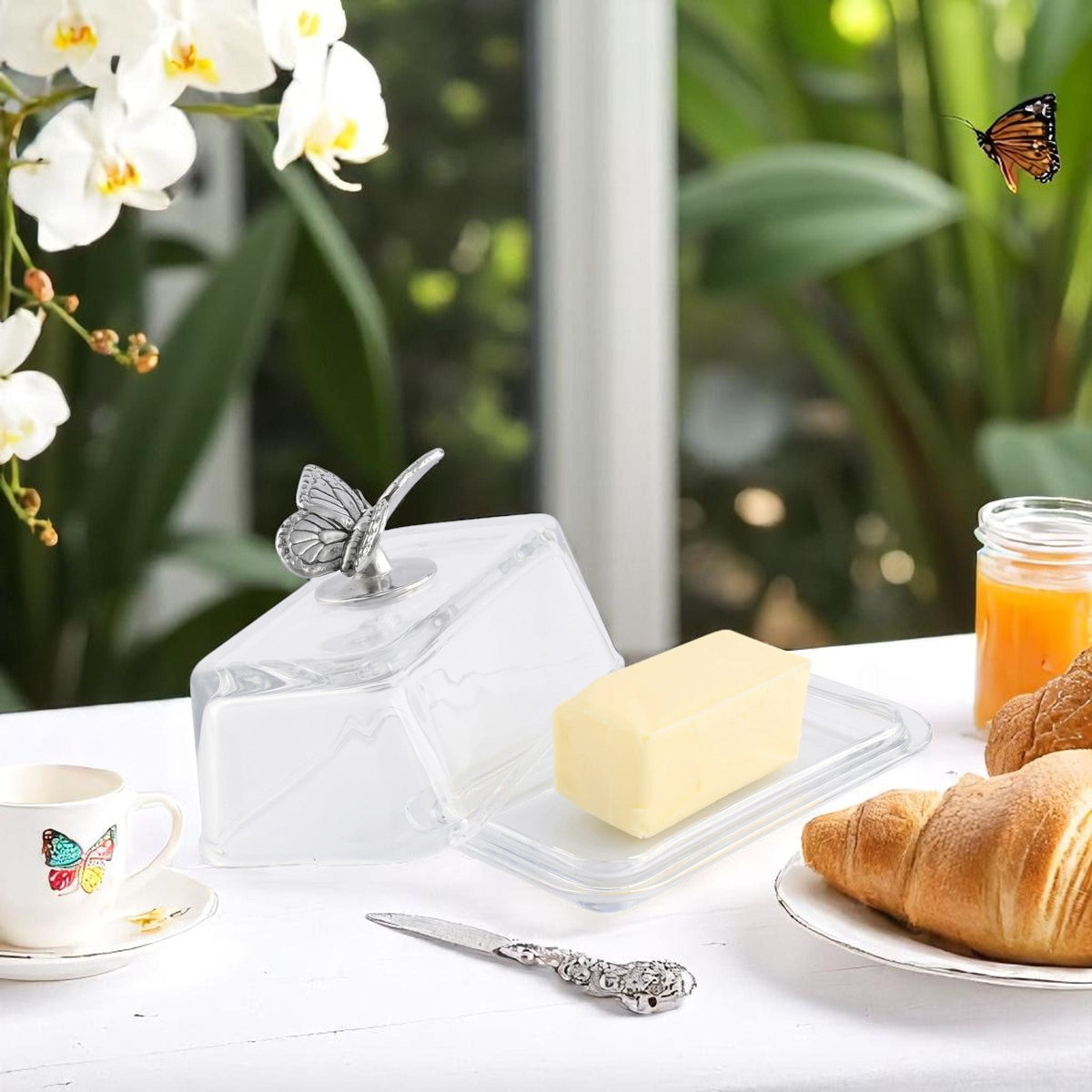 Arthur Court Butterfly Glass Butter Dish - Butterfly