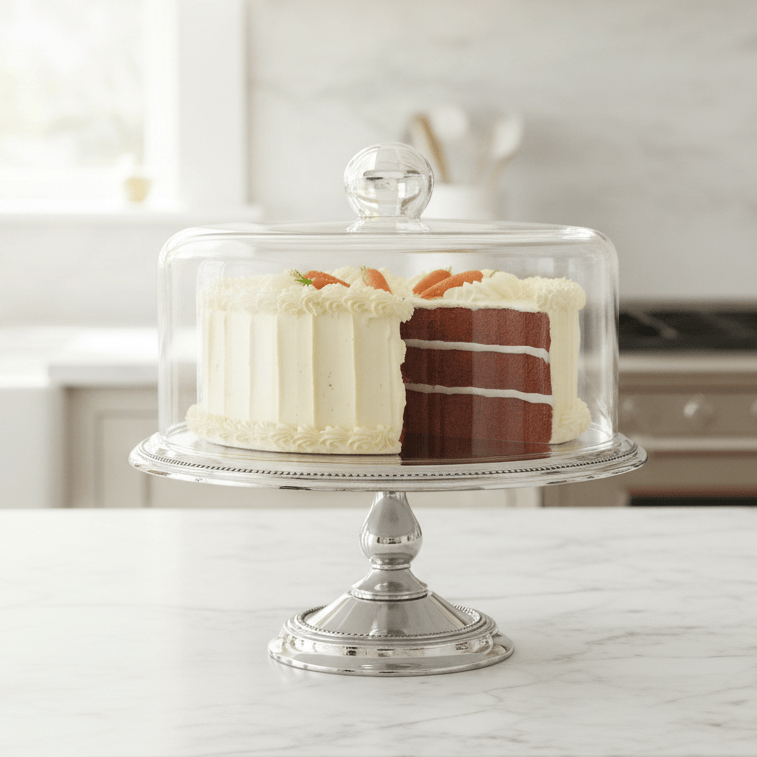 Arthur Court Cake Plate Beaded Cake Stand with Dome