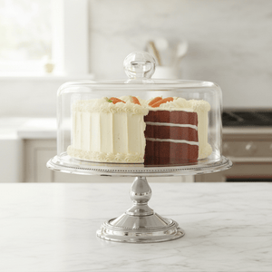 Arthur Court Cake Plate Beaded Cake Stand with Dome