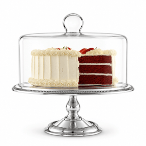 Arthur Court Cake Plate Beaded Cake Stand with Dome
