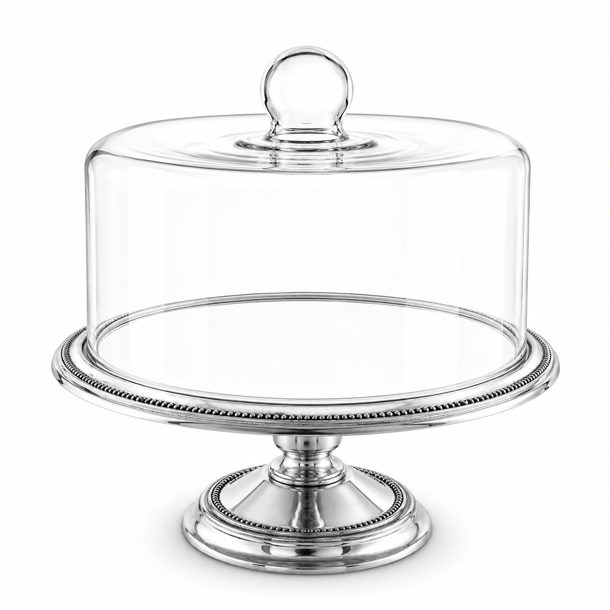 Arthur Court Cake Plate Beaded Cake Stand with Dome