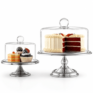 Arthur Court Cake Plate Beaded Cake Stand with Dome