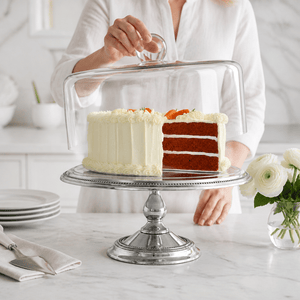 Arthur Court Cake Plate Beaded Cake Stand with Dome