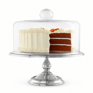 Arthur Court Cake Plate Beaded Cake Stand with Dome