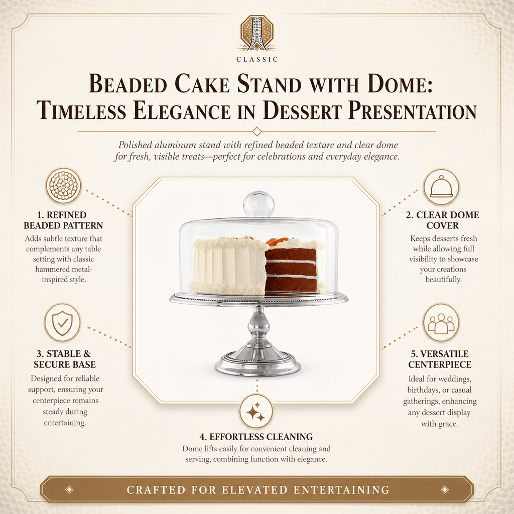 Arthur Court Cake Plate Beaded Cake Stand with Dome