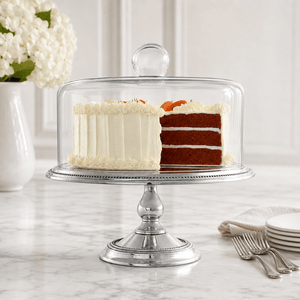 Arthur Court Cake Plate Beaded Cake Stand with Dome