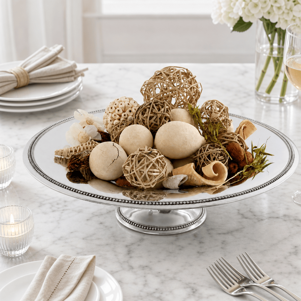 Arthur Court Centerpiece Beaded Centerpiece Footed Bowl