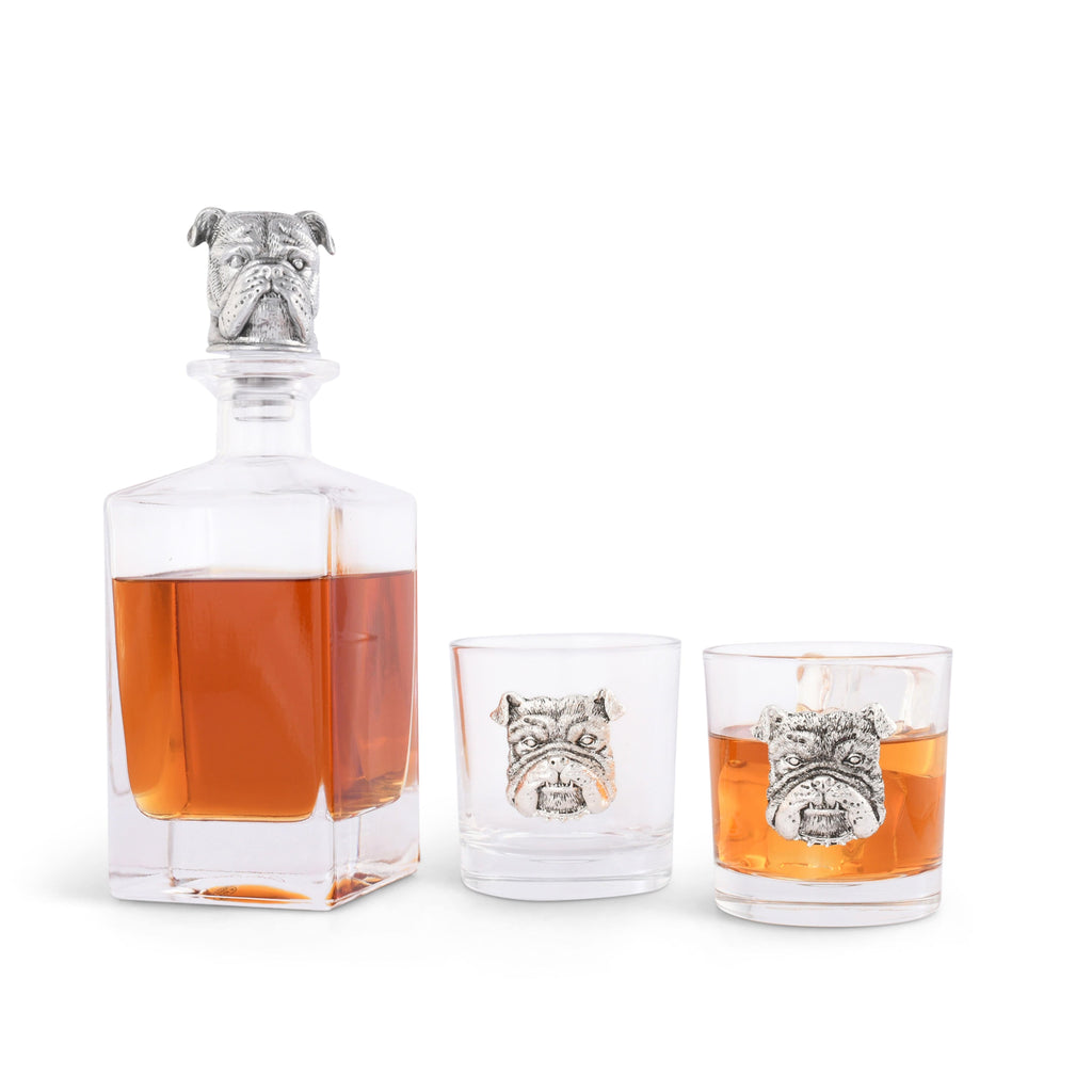 Arthur Court Bulldog Decanter Set with Glasses - Arthur