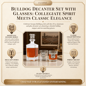 Arthur Court Classic / Engravable Bulldog Decanter Set with Glasses